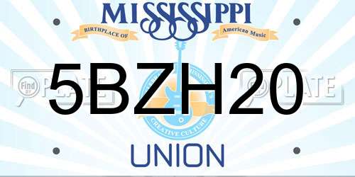 5BZH20 Mississippi License Plate