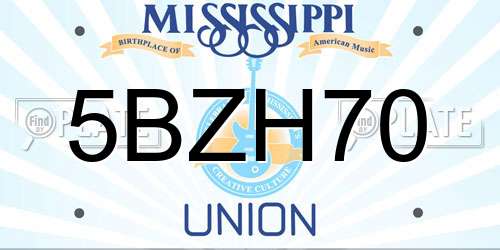 5BZH70 Mississippi License Plate