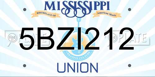 5BZI212 Mississippi License Plate