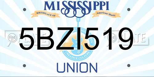 5BZI519 Mississippi License Plate