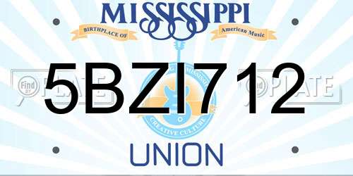 5BZI712 Mississippi License Plate