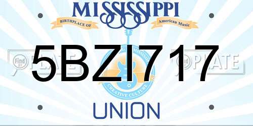 5BZI717 Mississippi License Plate