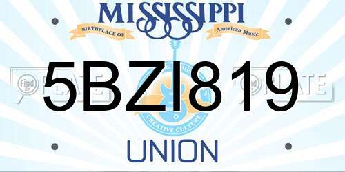 5BZI819 Mississippi License Plate