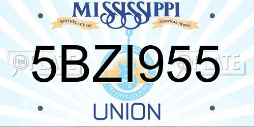 5BZI955 Mississippi License Plate
