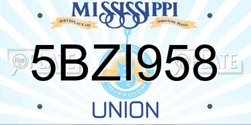 5BZI958 Mississippi License Plate