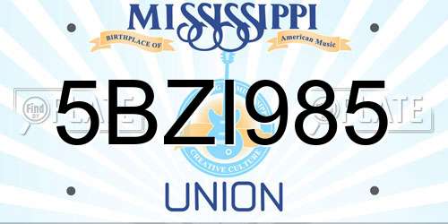 5BZI985 Mississippi License Plate