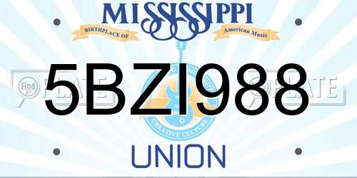 5BZI988 Mississippi License Plate