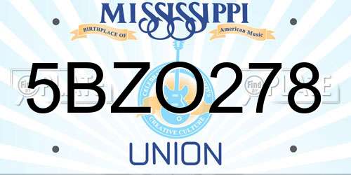 5BZO278 Mississippi License Plate