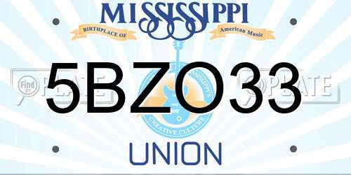 5BZO33 Mississippi License Plate