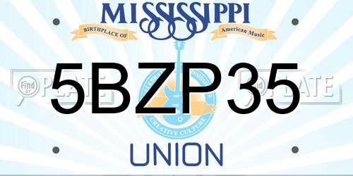 5BZP35 Mississippi License Plate