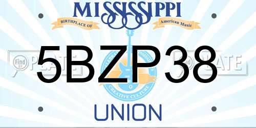 5BZP38 Mississippi License Plate