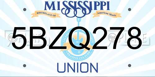 5BZQ278 Mississippi License Plate