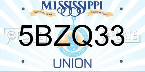 5BZQ33 Mississippi License Plate