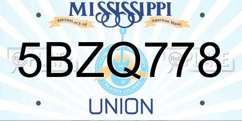 5BZQ778 Mississippi License Plate