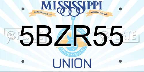 5BZR55 Mississippi License Plate