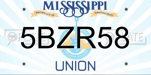 5BZR58 Mississippi License Plate