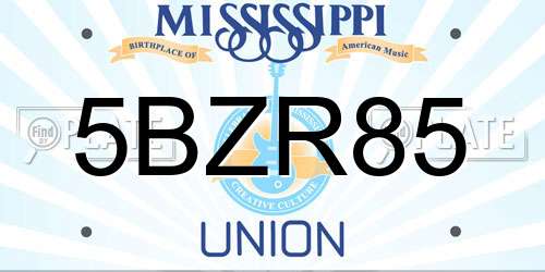 5BZR85 Mississippi License Plate