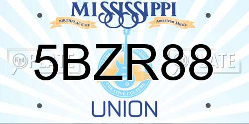 5BZR88 Mississippi License Plate