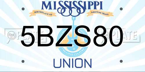 5BZS80 Mississippi License Plate