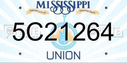 5C21264 Mississippi License Plate