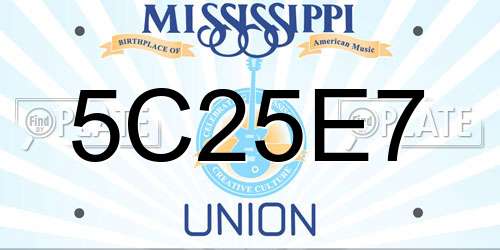 5C25E7 Mississippi License Plate