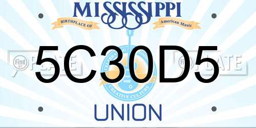 5C30D5 Mississippi License Plate