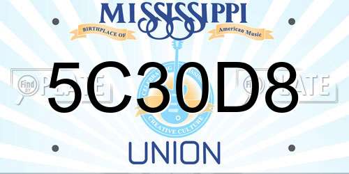 5C30D8 Mississippi License Plate