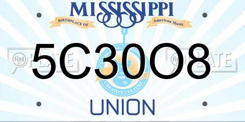 5C30O8 Mississippi License Plate