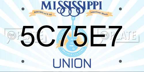 5C75E7 Mississippi License Plate