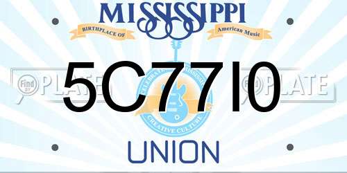 5C77I0 Mississippi License Plate