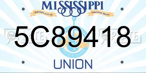 5C89418 Mississippi License Plate