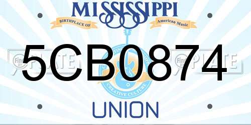 5CB0874 Mississippi License Plate