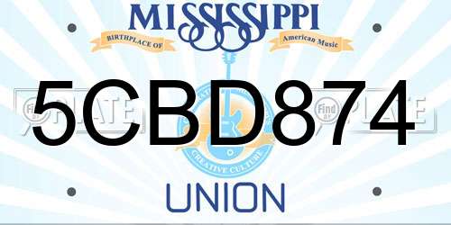 5CBD874 Mississippi License Plate