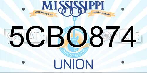 5CBO874 Mississippi License Plate