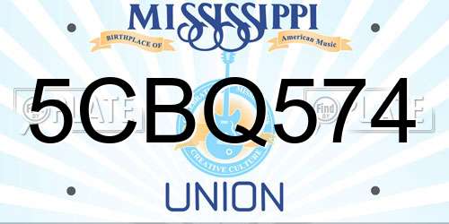 5CBQ574 Mississippi License Plate