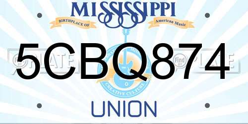 5CBQ874 Mississippi License Plate