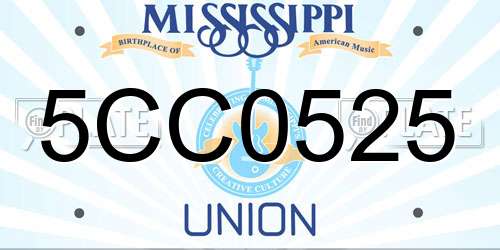 5CC0525 Mississippi License Plate