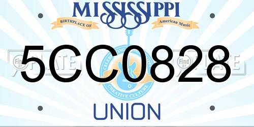 5CC0828 Mississippi License Plate