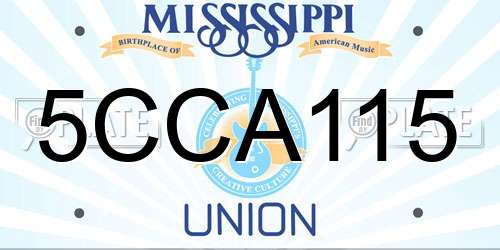 5CCA115 Mississippi License Plate