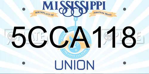 5CCA118 Mississippi License Plate