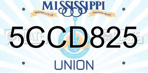5CCD825 Mississippi License Plate