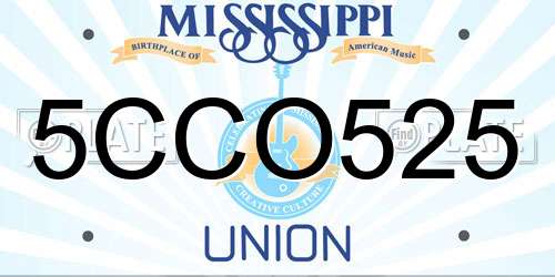 5CCO525 Mississippi License Plate