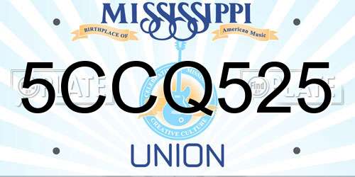 5CCQ525 Mississippi License Plate