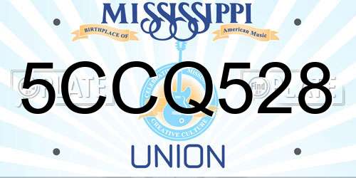 5CCQ528 Mississippi License Plate