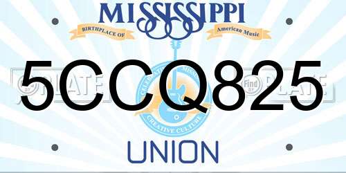 5CCQ825 Mississippi License Plate