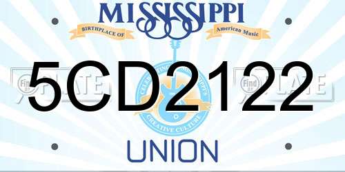 5CD2122 Mississippi License Plate