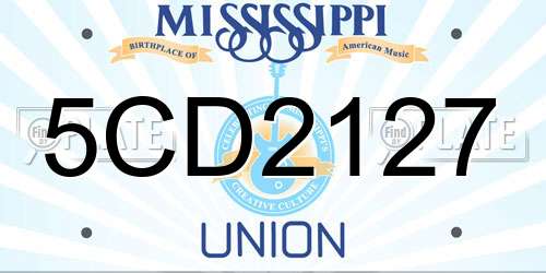 5CD2127 Mississippi License Plate