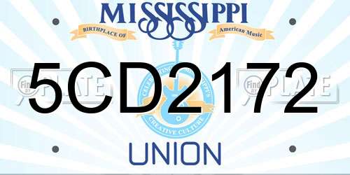 5CD2172 Mississippi License Plate