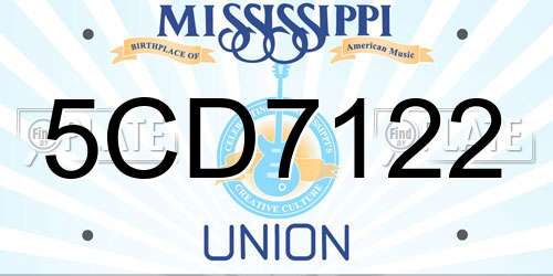 5CD7122 Mississippi License Plate