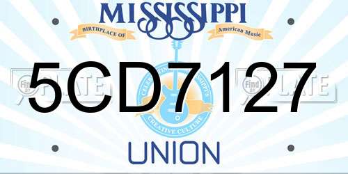 5CD7127 Mississippi License Plate